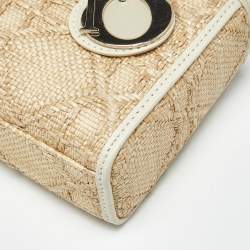Pre Owned Dior Beige Cannage Raffia Small Lady D-Joy Tote