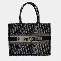 Pre Owned Dior Book Tote Medium Oblique Navy