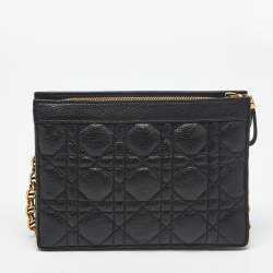 Pre Owned Dior Black Cannage Leather Caro Every Dior Pouch