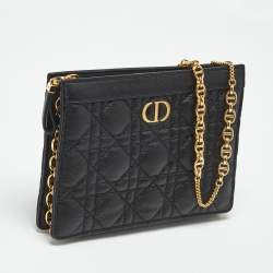 Pre Owned Dior Black Cannage Leather Caro Every Dior Pouch