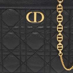 Pre Owned Dior Black Cannage Leather Caro Every Dior Pouch