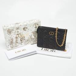 Pre Owned Dior Black Cannage Leather Caro Every Dior Pouch