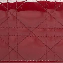 Pre Owned Dior Red Patent Leather Lady Dior Bloom Card Holder