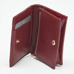 Pre Owned Dior Red Patent Leather Lady Dior Bloom Card Holder