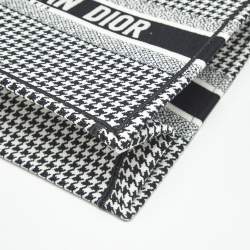 Pre Owned Dior Black/White Houndstooth Embroidered Canvas Medium Book Tote 