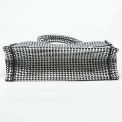 Pre Owned Dior Black/White Houndstooth Embroidered Canvas Medium Book Tote 