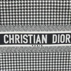 Pre Owned Dior Black/White Houndstooth Embroidered Canvas Medium Book Tote 