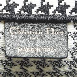 Pre Owned Dior Black/White Houndstooth Embroidered Canvas Medium Book Tote 