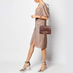 Pre Owned Dior Burgundy Leather 30 Montaigne Shoulder Bag