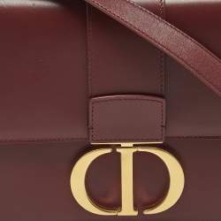 Pre Owned Dior Burgundy Leather 30 Montaigne Shoulder Bag