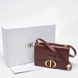 Pre Owned Dior Burgundy Leather 30 Montaigne Shoulder Bag