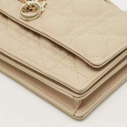 Pre Owned Dior Beige Cannage Leather Mini My Dior Top Handle Bag