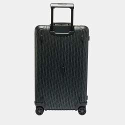 Pre Owned Dior x Rimowa Black Oblique Aluminum Large 4 Wheel Suitcase