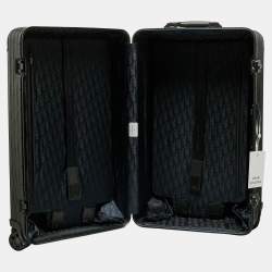 Pre Owned Dior x Rimowa Black Oblique Aluminum Large 4 Wheel Suitcase