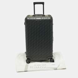 Pre Owned Dior x Rimowa Black Oblique Aluminum Large 4 Wheel Suitcase