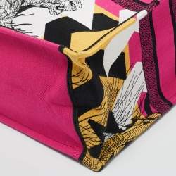 Pre Owned Dior Multicolor Jungle Pop Embroidered Canvas Large Book Tote