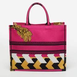 Pre Owned Dior Multicolor Jungle Pop Embroidered Canvas Large Book Tote