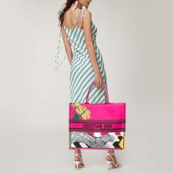 Pre Owned Dior Multicolor Jungle Pop Embroidered Canvas Large Book Tote