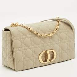 Pre Owned Dior Beige Cannage Leather Large Caro Shoulder Bag