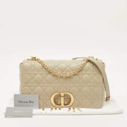 Pre Owned Dior Beige Cannage Leather Large Caro Shoulder Bag