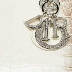 Pre Owned Dior White/Brown Himalayan Crocodile Small Lady Dior Tote