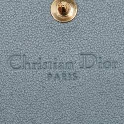 Pre Owned Dior Cloud Blue Cannage Leather Mini Lady Dior Gardenia Wallet