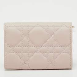 Pre Owned Dior Powder Beige Cannage Leather My Dior Glycine Wallet