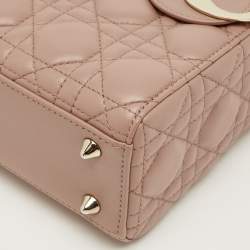 Pre Owned Dior Dusty Pink Quilted Leather Small Lady Dior My ABCDior Tote