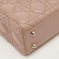 Pre Owned Dior Dusty Pink Quilted Leather Small Lady Dior My ABCDior Tote