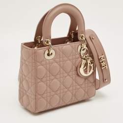 Pre Owned Dior Dusty Pink Quilted Leather Small Lady Dior My ABCDior Tote