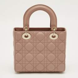 Pre Owned Dior Dusty Pink Quilted Leather Small Lady Dior My ABCDior Tote