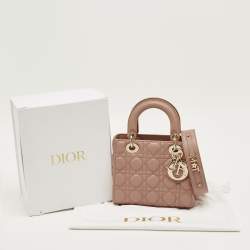 Pre Owned Dior Dusty Pink Quilted Leather Small Lady Dior My ABCDior Tote