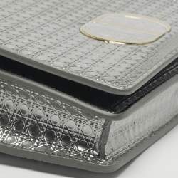 مملوكة مسبقًا حقيبة ديور 2في1 30 مونتين فضية ميكروكاناج جلد لامع