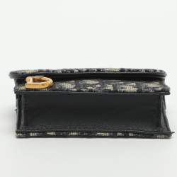 Pre Owned محفظة بطاقات ديور سدل قماش أوبليك أزرق بحري وجلد