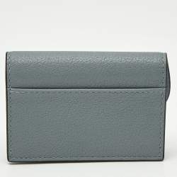 Pre Owned حامل بطاقات جلد أزرق فاتح من ديور سادل