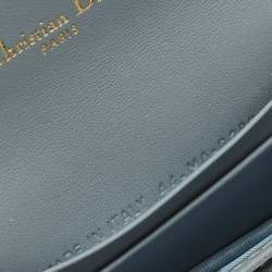 Pre Owned حامل بطاقات جلد أزرق فاتح من ديور سادل