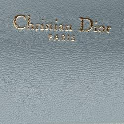 Pre Owned حامل بطاقات جلد أزرق فاتح من ديور سادل