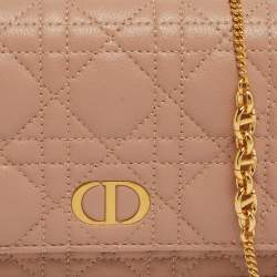 Pre Owned حقيبة بوش ديور كاروه جلد وردي مسحوق بسلسلة