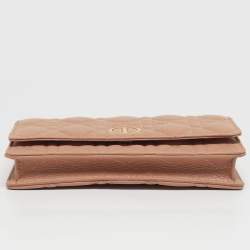 Pre Owned حقيبة بوش ديور كاروه جلد وردي مسحوق بسلسلة