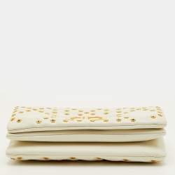 Pre Owned Dior Macrocannage Star Quilted Caro White Leather Flap Shoulder Bag