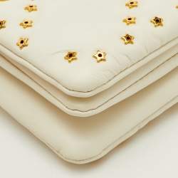 Pre Owned Dior Macrocannage Star Quilted Caro White Leather Flap Shoulder Bag