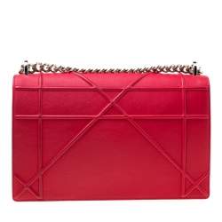 Pre Owned Dior Red Leather Large Diorama Flap Shoulder bag