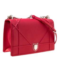 Pre Owned Dior Red Leather Large Diorama Flap Shoulder bag