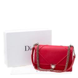 Pre Owned Dior Red Leather Large Diorama Flap Shoulder bag