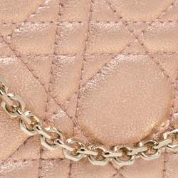 مملوكة مسبقًا Dior Metallic Rose Gold Cannage Leather Lady Dior Pouch