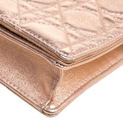 مملوكة مسبقًا Dior Metallic Rose Gold Cannage Leather Lady Dior Pouch