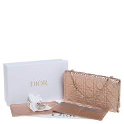 مملوكة مسبقًا Dior Metallic Rose Gold Cannage Leather Lady Dior Pouch
