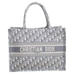 Dior, Bags, New Christian Dior Large Oblique Book Grey Canvas Tote