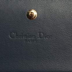 مملوكة مسبقًا Dior Dark Grey Cannage Patent Leather Mini Lady Dior Wallet