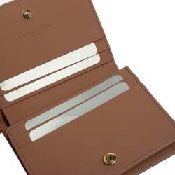 Pre Owned Dior Beige Ultramatte Cannage Leather Mini Lady Dior Wallet